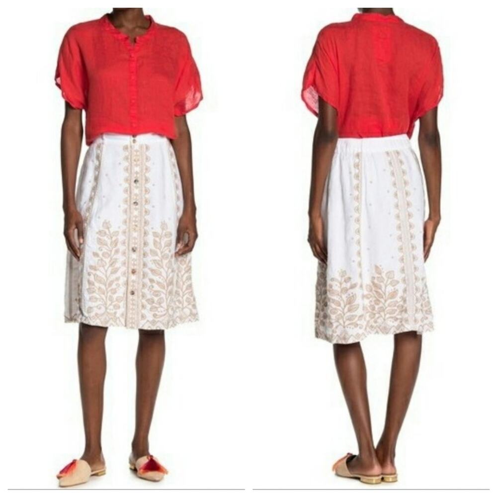 Johnny Was Embroidered Linen Skirt - Size XS - EUC